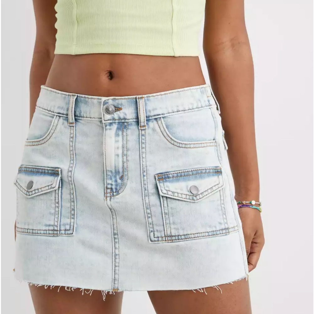 Aerie denim cargo skirt